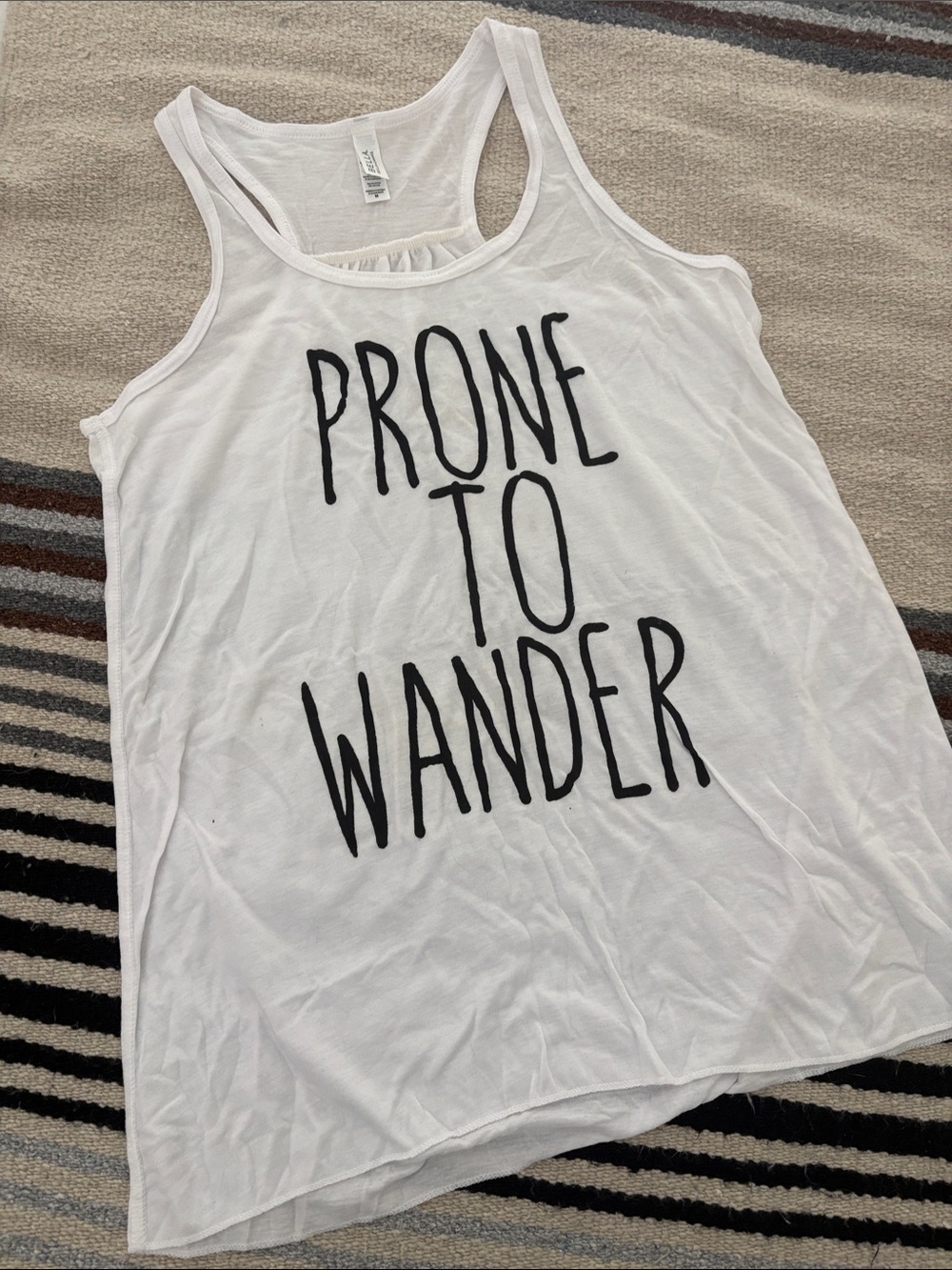 White 'Prone to Wander' Graphic Tank Top - Women. Size Med.